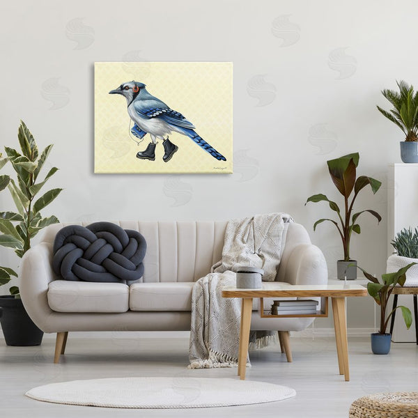 Stupell Industries Amelie Legault | Blue Jay Bird Combat Boots Retro Tape Cassette Wall Art