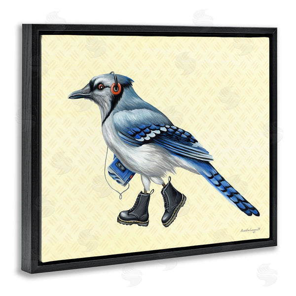 Stupell Industries Amelie Legault | Blue Jay Bird Combat Boots Retro Tape Cassette Wall Art