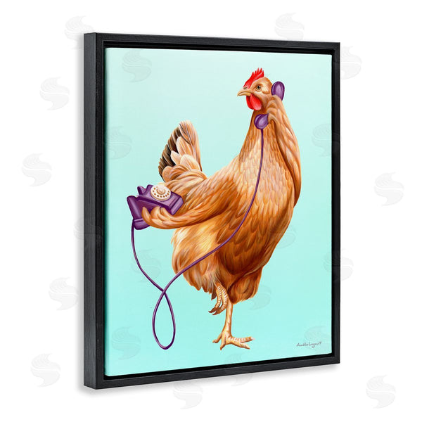 Stupell Industries Amelie Legault | Chicken Hen Bird Talking Purple Rotary Phone Wall Art