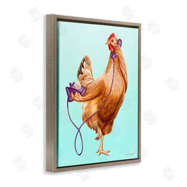 Stupell Industries Amelie Legault | Chicken Hen Bird Talking Purple Rotary Phone Wall Art