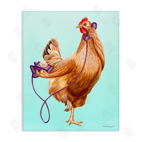 stupell industries Amelie Legault | Chicken Hen Bird Talking Purple Rotary Phone Wall Art