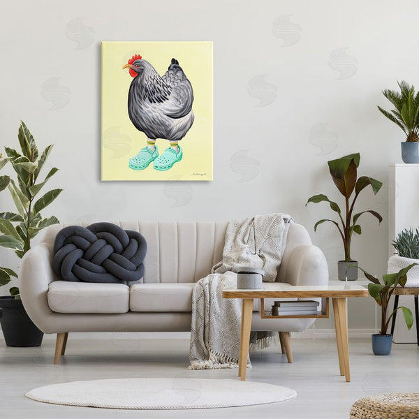 Stupell Industries Amelie Legault | Chicken Hen Vibrant Rubber Clogs Farm Animal Wall Art