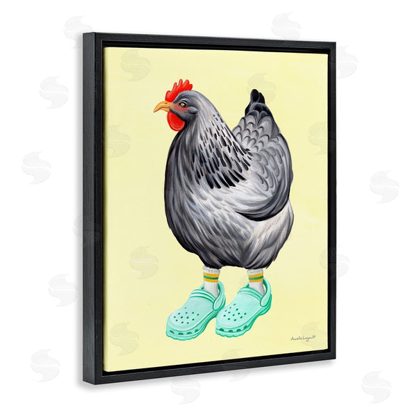 Stupell Industries Amelie Legault | Chicken Hen Vibrant Rubber Clogs Farm Animal Wall Art
