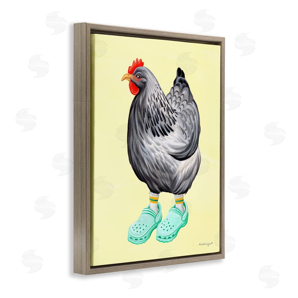 Stupell Industries Amelie Legault | Chicken Hen Vibrant Rubber Clogs Farm Animal Wall Art