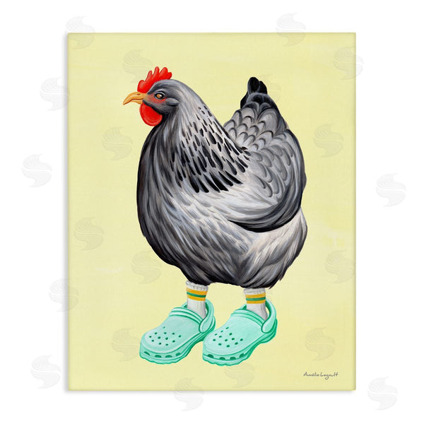 stupell industries Amelie Legault | Chicken Hen Vibrant Rubber Clogs Farm Animal Wall Art