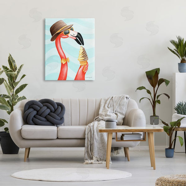 Stupell Industries Amelie Legault | Dapper Flamingo Summertime Ice Cream Cone Snack Wall Art