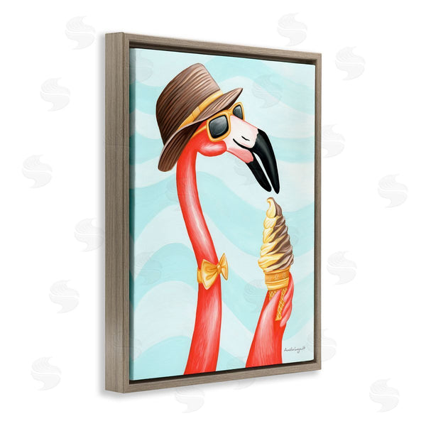 Stupell Industries Amelie Legault | Dapper Flamingo Summertime Ice Cream Cone Snack Wall Art