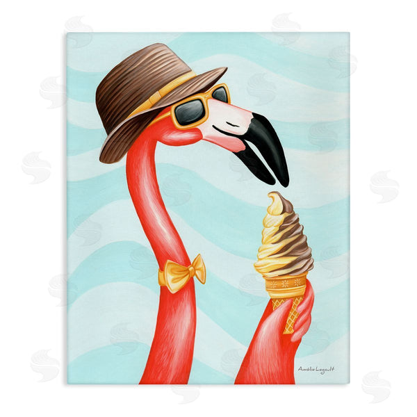 stupell industries Amelie Legault | Dapper Flamingo Summertime Ice Cream Cone Snack Wall Art