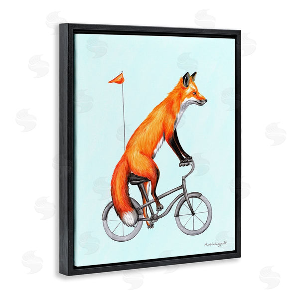 Stupell Industries Amelie Legault | Eccentric Red Fox Riding Bicycle Biking Flag Wall Art