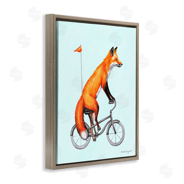 Stupell Industries Amelie Legault | Eccentric Red Fox Riding Bicycle Biking Flag Wall Art