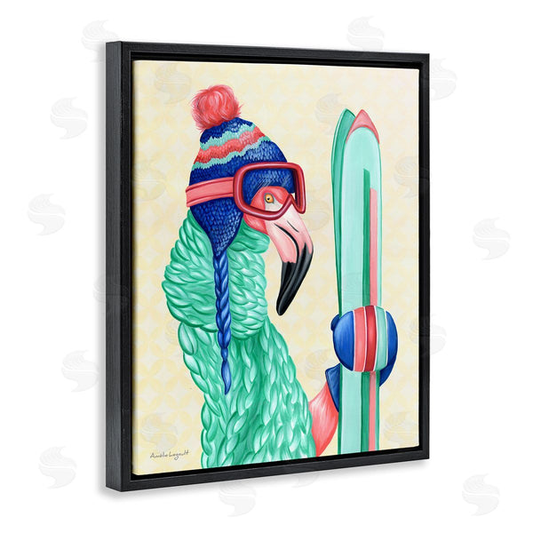 Stupell Industries Amelie Legault | Flamingo Bird Wearing Skiing Winter Sports Clothes Wall Art