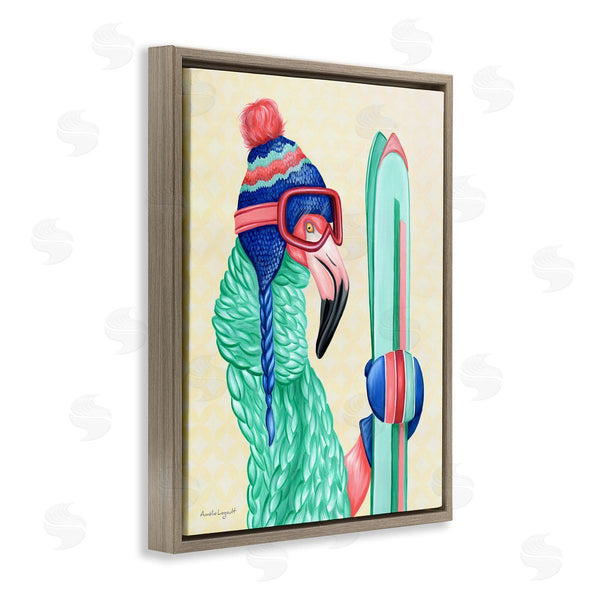 Stupell Industries Amelie Legault | Flamingo Bird Wearing Skiing Winter Sports Clothes Wall Art