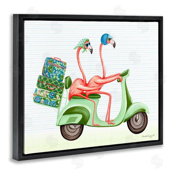Stupell Industries Amelie Legault | Flamingo Couple Riding Motor Scooter Packed Luggage Wall Art