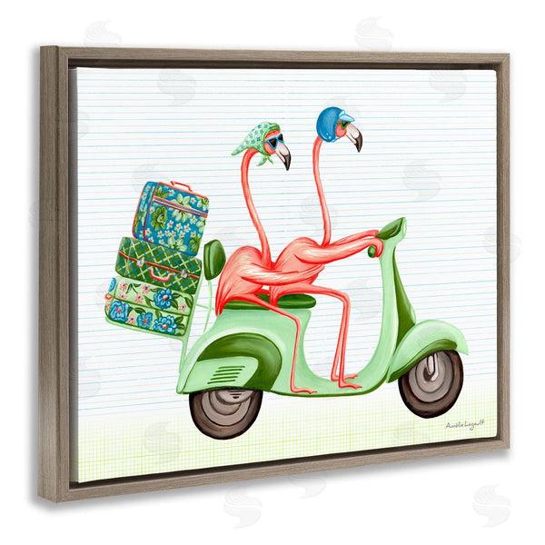 Stupell Industries Amelie Legault | Flamingo Couple Riding Motor Scooter Packed Luggage Wall Art