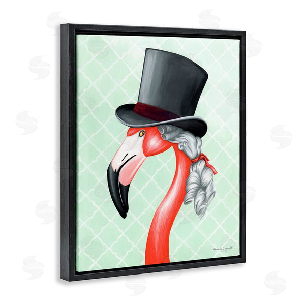 Stupell Industries Amelie Legault | Flamingo Old-Fashioned Hair Top Hat Patterned Squares Wall Art