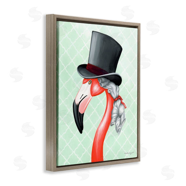 Stupell Industries Amelie Legault | Flamingo Old-Fashioned Hair Top Hat Patterned Squares Wall Art