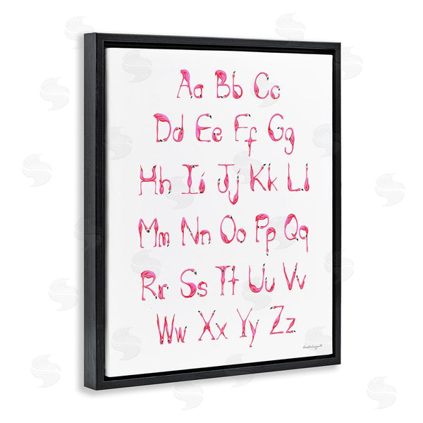 Stupell Industries Amelie Legault | Flamingo Shaped Letters Alphabet Pink Typography Design Wall Art