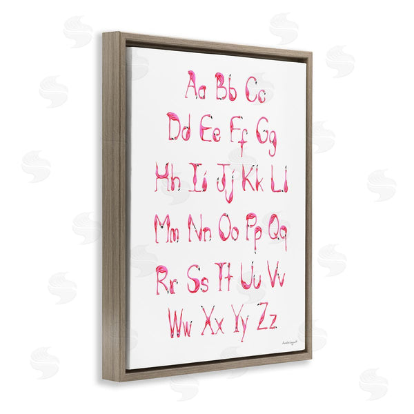 Stupell Industries Amelie Legault | Flamingo Shaped Letters Alphabet Pink Typography Design Wall Art
