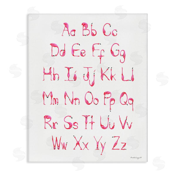 stupell industries Amelie Legault | Flamingo Shaped Letters Alphabet Pink Typography Design Wall Art