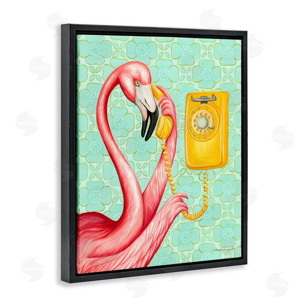 Stupell Industries Amelie Legault | Flamingo Using Retro Telephone Patterned Flower Motif Wall Art