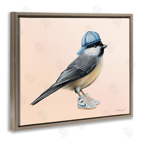 Stupell Industries Amelie Legault | Hip Chickadee Bird Backwards Hat Trendy Sneakers Wall Art