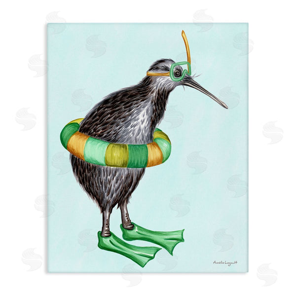 stupell industries Amelie Legault | Kiwi Bird Swimming Tube Flippers Summertime Illustration Wall Art