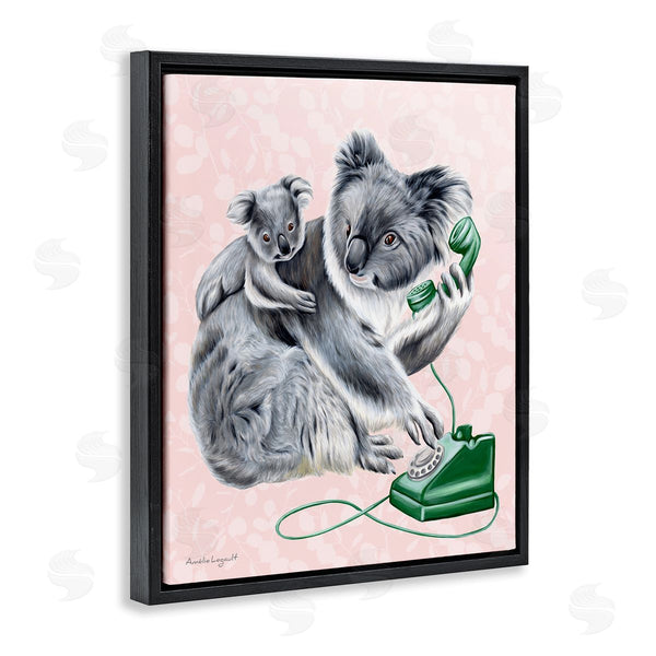 Stupell Industries Amelie Legault | Koala & Baby Green Rotary Phone Vintage Botanicals Wall Art