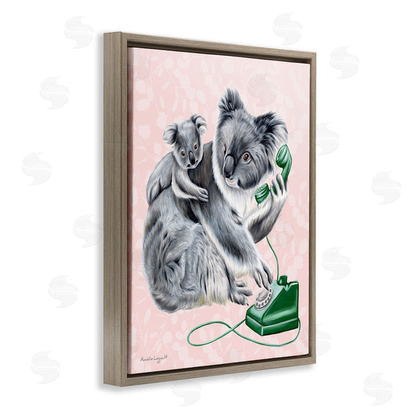 Stupell Industries Amelie Legault | Koala & Baby Green Rotary Phone Vintage Botanicals Wall Art