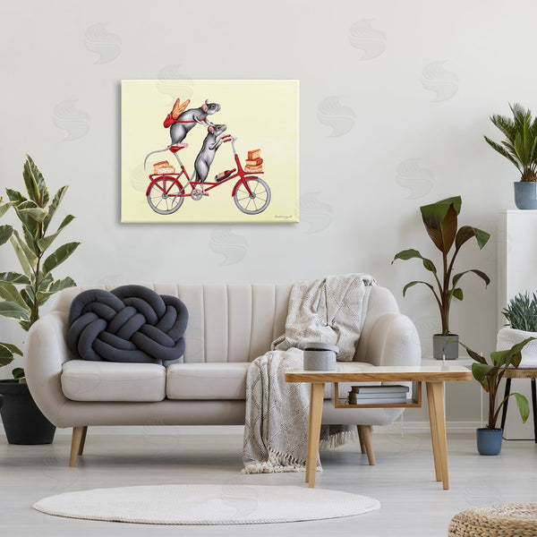 Stupell Industries Amelie Legault | Mice On Bicycle Carrying Picnic Lunch Bread Cheese Wall Art