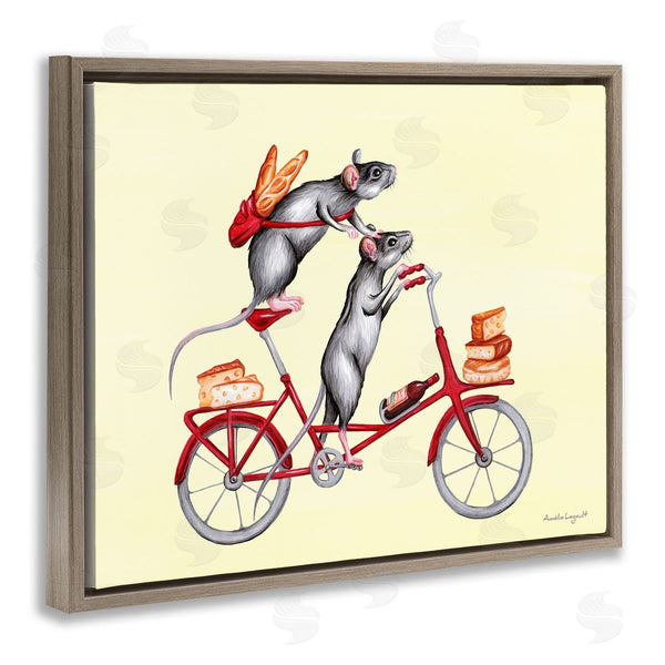 Stupell Industries Amelie Legault | Mice On Bicycle Carrying Picnic Lunch Bread Cheese Wall Art