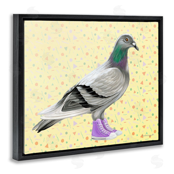 Stupell Industries Amelie Legault | Pigeon In Purple Sneakers Retro Patterned Background Wall Art