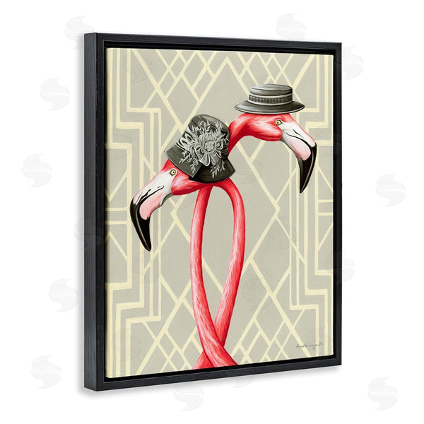 Stupell Industries Amelie Legault | Pink Flamingos Intertwining Vintage Hats Shapes Design Wall Art