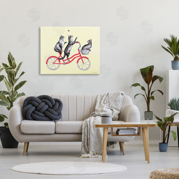 Stupell Industries Amelie Legault | Playful Cats Riding Red Bicycle Buzzing Bee Wall Art