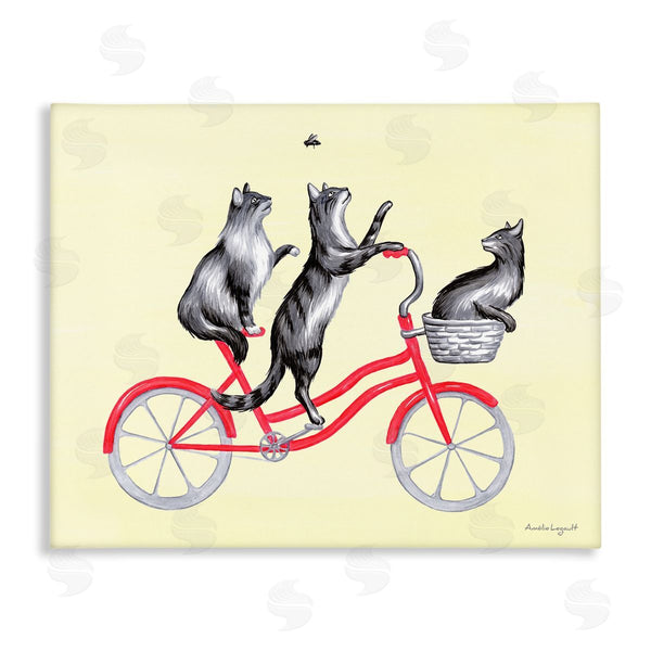 stupell industries Amelie Legault | Playful Cats Riding Red Bicycle Buzzing Bee Wall Art