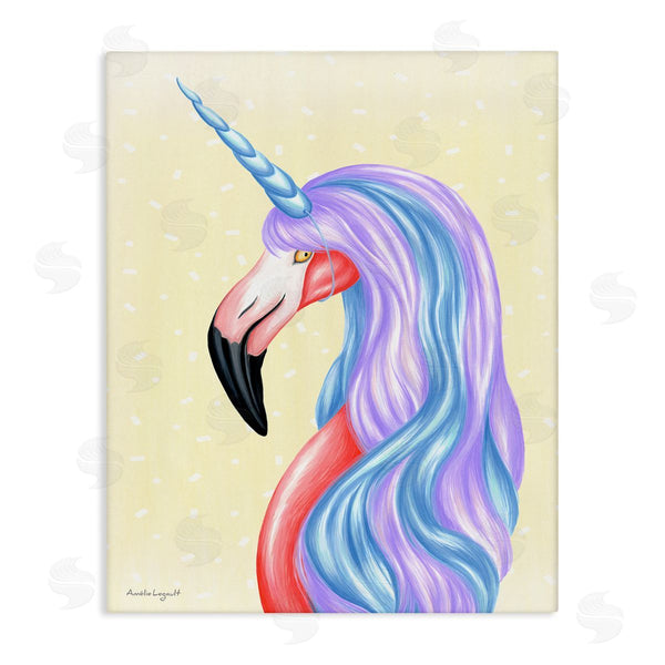 stupell industries Amelie Legault | Radiant Flamingo Bird Pastel Unicorn Horn Hair Wall Art