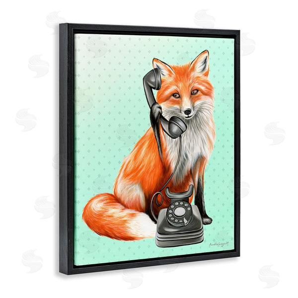 Stupell Industries Amelie Legault | Red Fox Vintage Phone Dotted Ombre Pattern Wall Art