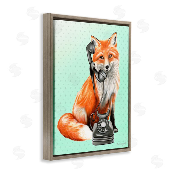 Stupell Industries Amelie Legault | Red Fox Vintage Phone Dotted Ombre Pattern Wall Art