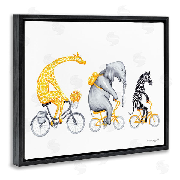 Stupell Industries Amelie Legault | Savanna Animals Riding Bikes Bicycles Yellow Accent Wall Art