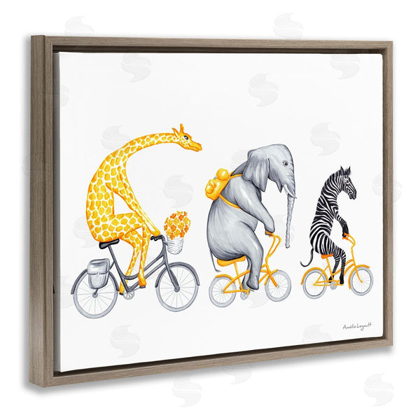 Stupell Industries Amelie Legault | Savanna Animals Riding Bikes Bicycles Yellow Accent Wall Art
