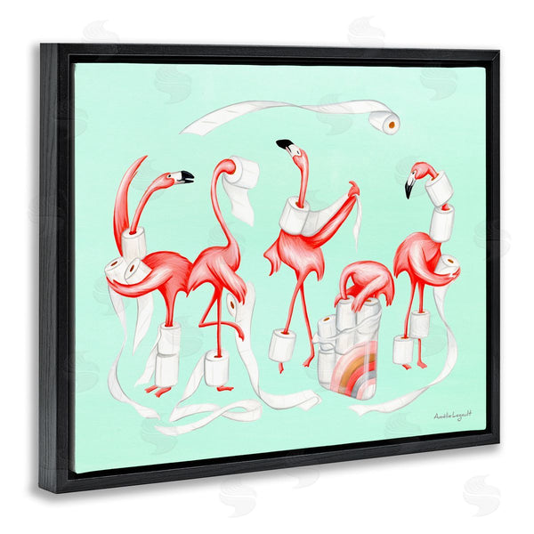 Stupell Industries Amelie Legault | Silly Flamingos Toilet Paper Rolls Bathroom Illustration Wall Art