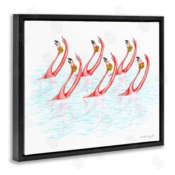 Stupell Industries Amelie Legault | Six Flamingoes Birds Synchronized Swimming Floral Caps Wall Art