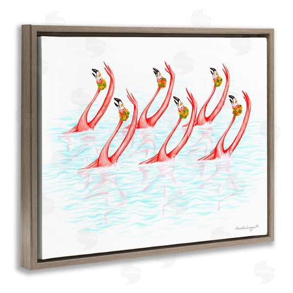 Stupell Industries Amelie Legault | Six Flamingoes Birds Synchronized Swimming Floral Caps Wall Art