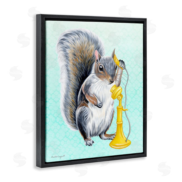 Stupell Industries Amelie Legault | Squirrel Talking Yellow Candlestick Telephone Patterned Shapes Wall Art