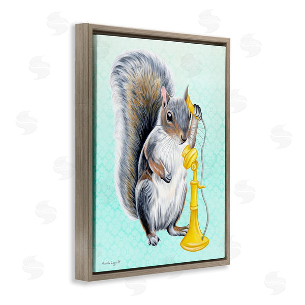 Stupell Industries Amelie Legault | Squirrel Talking Yellow Candlestick Telephone Patterned Shapes Wall Art