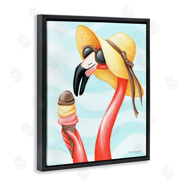 Stupell Industries Amelie Legault | Summertime Flamingo Sun Hat Enjoying Ice Cream Cone Wall Art