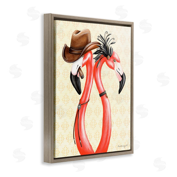 Stupell Industries Amelie Legault | Vintage Flamingos Cowboy Hat Antique Fashion Outfit Wall Art