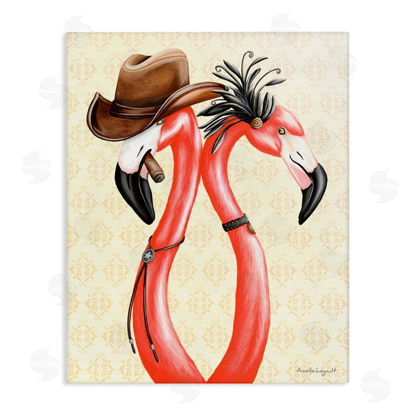 stupell industries Amelie Legault | Vintage Flamingos Cowboy Hat Antique Fashion Outfit Wall Art