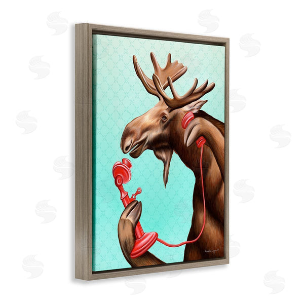 Stupell Industries Amelie Legault | Vintage Moose With Candlestick Telephone Ombre Background Wall Art