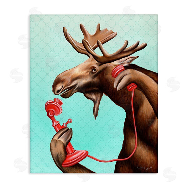 stupell industries Amelie Legault | Vintage Moose With Candlestick Telephone Ombre Background Wall Art