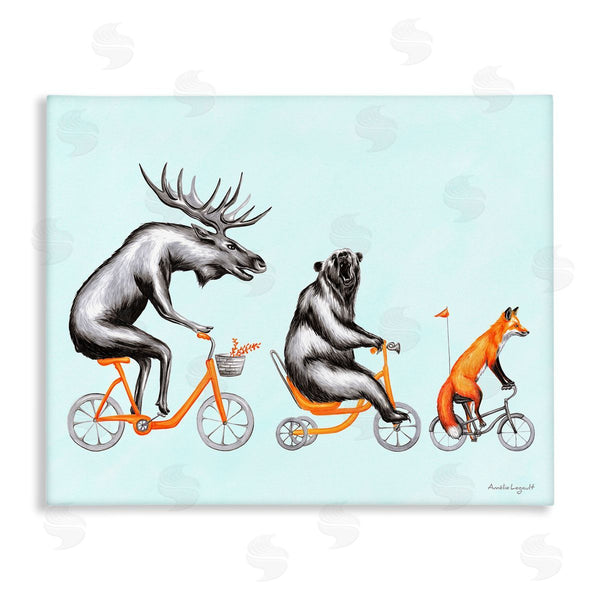stupell industries Amelie Legault | Wildlife Animals Riding Bikes Moose Bear Fox Wall Art